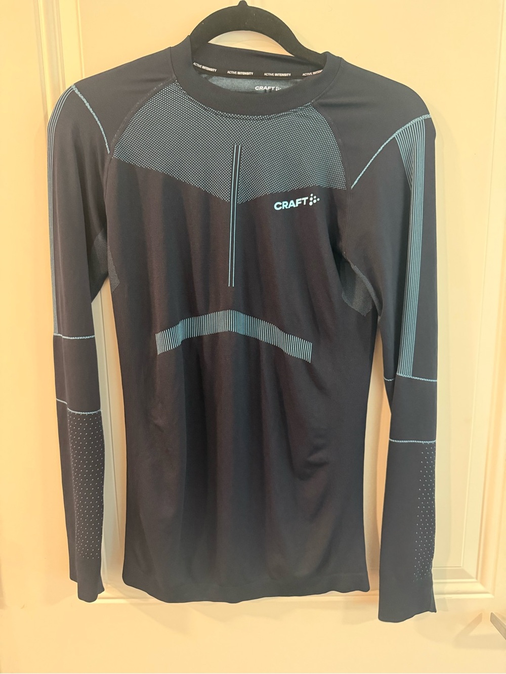 Craft Men's Black Rash Guard with Light Blue Accents